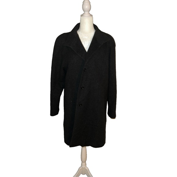 Mackintosh Wool Coat Concealed XL Black Jacket Pockets Button Business Trench - Picture 1 of 13